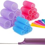 بي ويف مجموعة بكرات الشعر ذاتية الامساك مكونة من 18 قطعة - اداة تجعيد الشعر في صالونات التجميل، 3 احجام، ذاتية التثبيت، يمكنك تركيبها بنفسك او صالونات التجميل، تتضمن مشابك دوارة ومشط