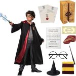 طقم زي الساحر التنكري للاولاد والبنات من 10 قطع، مع روب وعصا سحرية ونظارات وربطة عنق للاطفال والكرنفالات والحفلات التنكرية والهالوين والكريسماس واعياد الميلاد
