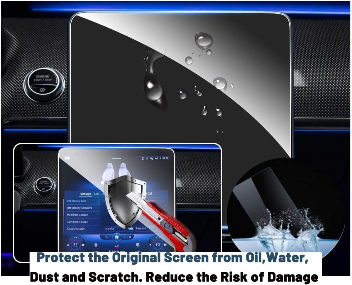 ⁦Screen Protector Foils Compatible With Mercedes For Benz S-Class W222 W223 2021-2025 Car GPS Navigation Screen Film Glass Protector Dashboard Display Film (21-25 S-class GPS film 12.8 inches)⁩ - الصورة ⁦6⁩