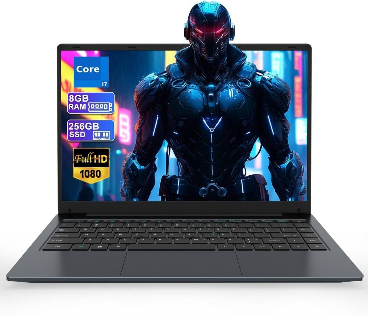 لابتوب 14.1 انش، معالج كور i7 (حتى 2.7GHz)، لاب توب للطلاب 8GB DDR3 256GB SSD، لابتوب FHD IPS واي فاي 5 بلوتوث 4.2 USB 3.0 × 3 منافذ ايثرنت ×1 منفذ HDMI ×1 فتحة SD ×1 مقبس صوت