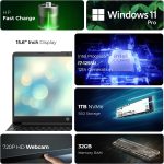 ⁦HP لابتوب 15.6 انش الجيل 12 كور i7-1255U وذاكرة RAM 32GB وSSD 1TB وويندوز 11 برو وشاشة FHD وكاميرا ويب وواي فاي (يتضمن حامل لابتوب الموجة الاولى + ماوس + مضاد للفيروسات + قاعدة ماوس) 15s-fq5035ny⁩ - الصورة ⁦3⁩