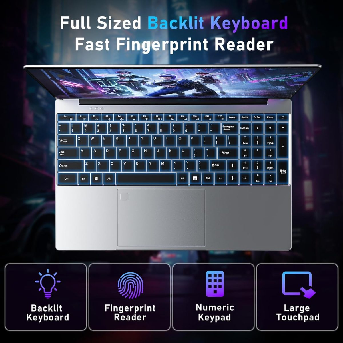 ⁦لابتوب العاب 15.6 انش من نايكلولو، ذاكرة RAM 32GB وSSD 1TB، معالج AMD رايزن 5 7430U 6C/12T (حتى 4.3Ghz)، بطاقة رسومات AMD راديون، شاشة 15.6 انش FHD 1920×1080، واي فاي 5، بلوتوث 5.0، كيبورد باضاءة⁩ - الصورة ⁦6⁩