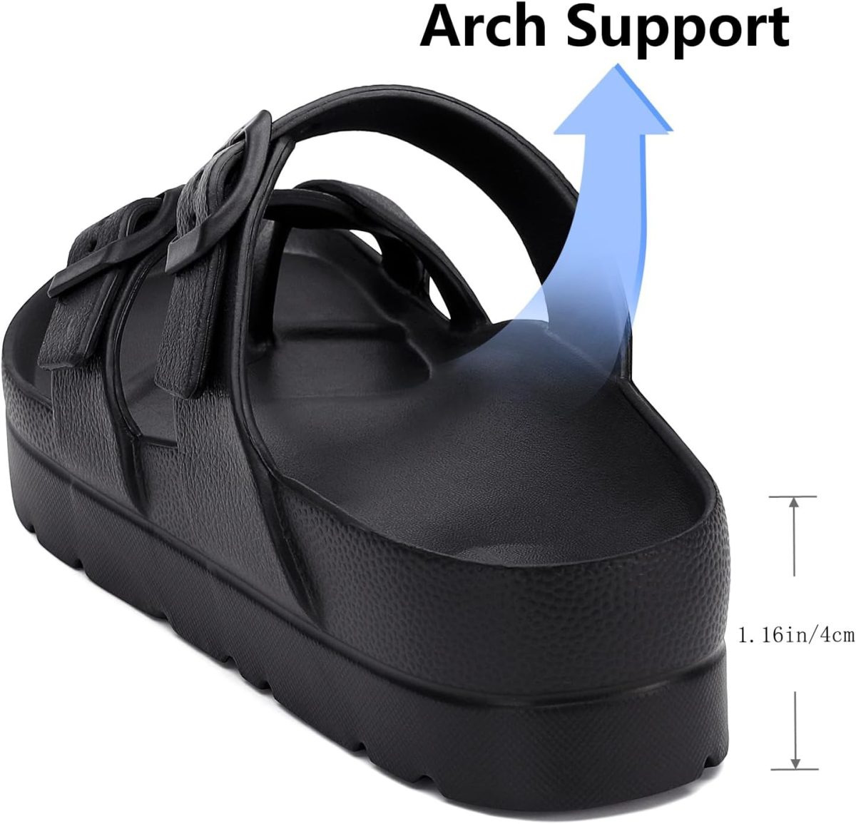 ⁦صندل نسائي مسطح بنعل سميك خفيف الوزن مزود بابزيم قابل للتعديل لدعم قوس القدم من سوسوهلت⁩ - الصورة ⁦2⁩