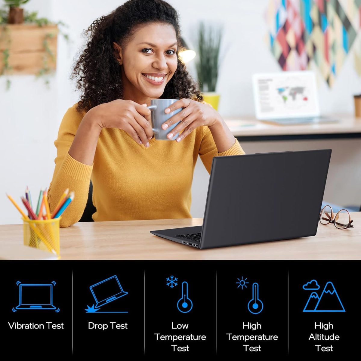 ⁦UOWAMOU 14" Laptop Windows 11 Pro - Intel N5095 Quad-Core, 8GB RAM 128GB SSD, WiFi 5/Bluetooth 5.0, Webcam Privacy Cover, Preloaded Office 2024 - Ultra-Portable⁩ - الصورة ⁦7⁩