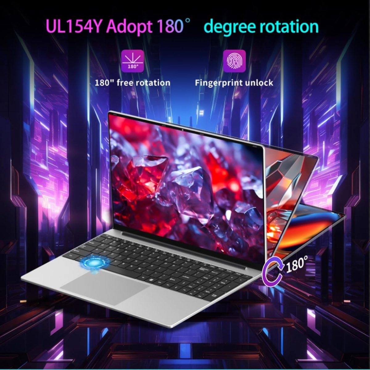 ⁦لابتوب العاب 15.6 انش من دانهو، 16GB RAM 512GB SSD، معالج N95 12° (حتى 3.4GHz)، FHD IPS زاوية مفتوحة 180 درجة، كيبورد مضيئة،⁩ - الصورة ⁦3⁩