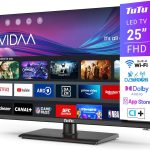 توتو تلفزيون ذكي 25 بوصة (64 سم) FHD LED متصل بالواي فاي مع بلوتوث، موالف ثلاثي، تطبيق فيدا عن بعد، مولوتوف، نتفليكس، برايم فيديو، ديزني+، يوتيوب، حامل مركزي، TUV25FQ1BC