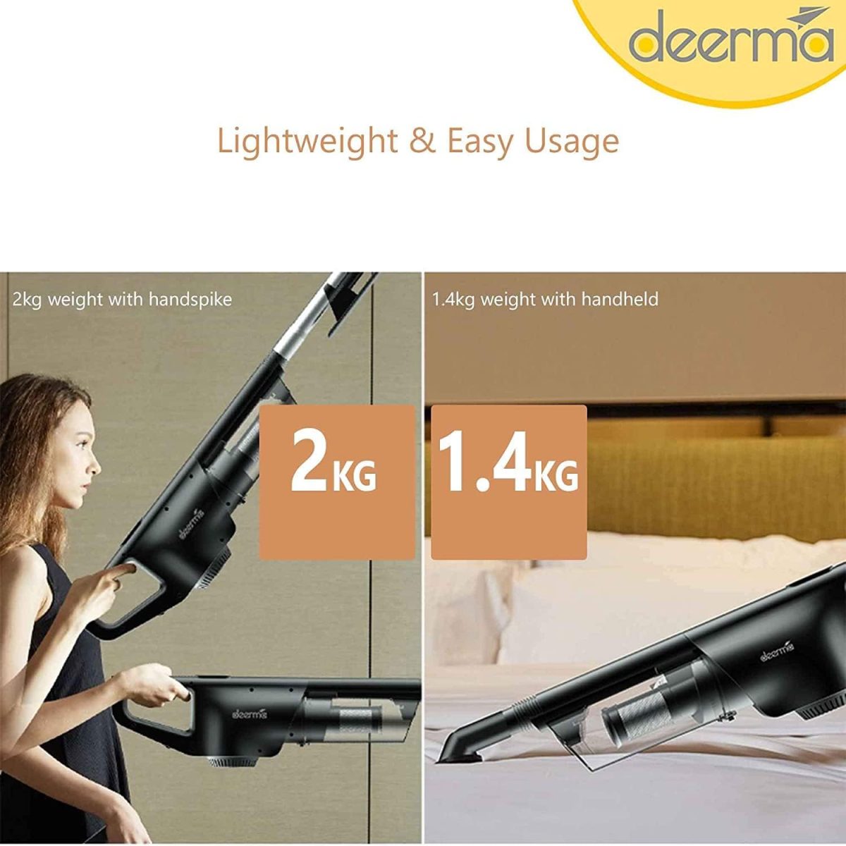⁦ديرما مكنسة كهربائية محمولة باليد DX600 2 في 1 بسعة كبيرة 800 مل وسلة غبار 15 كيلو باسكال وقوة شفط 15 كيلو باسكال وفلتر من الستانلس ستيل و4 طبقات فلتر هيبا متعددة الوظائف 600 واط - اسود⁩ - الصورة ⁦9⁩
