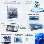 ⁦تشو وي لابتوب جيمي بوك بلس 15.6 انش، 16GB LPDDR5 512GB SSD، انتل N150 (حتى 3.6GHz، TDP 15W)، ويندوز 11، SSD 2TB، IPS FHD 2K، HDMI، واي فاي 6، بلوتوث 5.2، USB 3.0، كاميرا ويب⁩ - الصورة ⁦2⁩