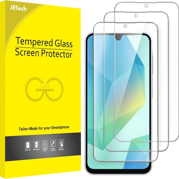 جيتك شاشة حماية لسامسونج جالاكسي A16 5G / 4G 6.7 بوصة، طبقة من الزجاج المقوى بدرجة صلابة 9، مضادة للخدش، شفافة HD، عبوة من 3 قطع