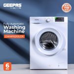 ⁦غسالة اوتوماتيك بالكامل من جيباس - GWMF6210LCR | غسالة اوتوماتيك تحميل امامي مع نظام تحكم الكتروني ونظام بيئي | حماية من الحمل الزائد، ابيض، ضمان لمدة عامين⁩ - الصورة ⁦2⁩