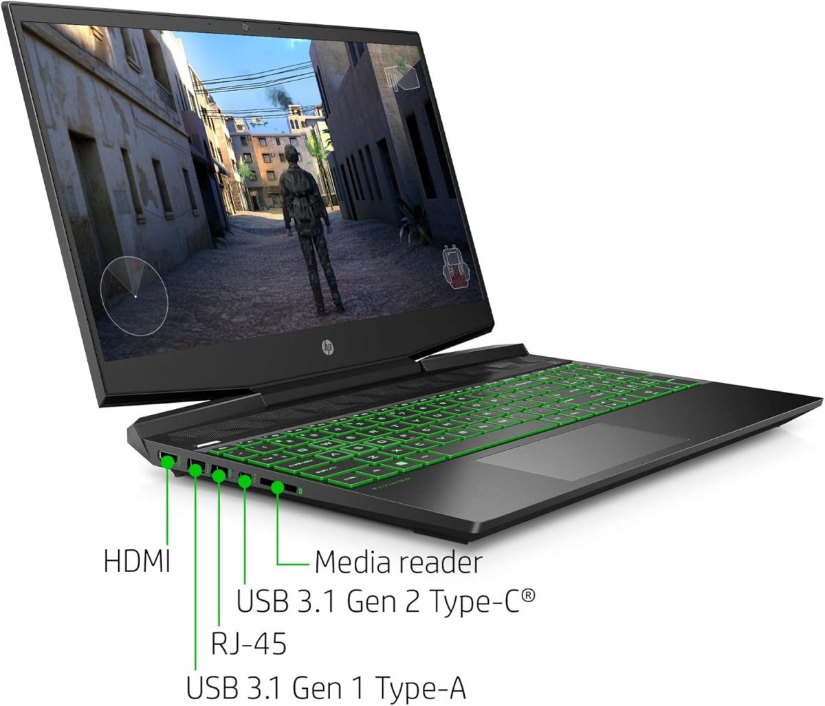 ⁦HP لابتوب العاب بافليون 15-DK0056WM / 15-DK0096WM - شاشة 15.6 انش FHD IPS، انتل كور i5-9300H، 8 جيجا، 256 جيجا اس اس دي، انفيديا جي تي اكس 1650 4 جيجا، ويندوز 10، كيبورد انجليزي، اسود (ضمان لمدة عام)⁩ - الصورة ⁦7⁩