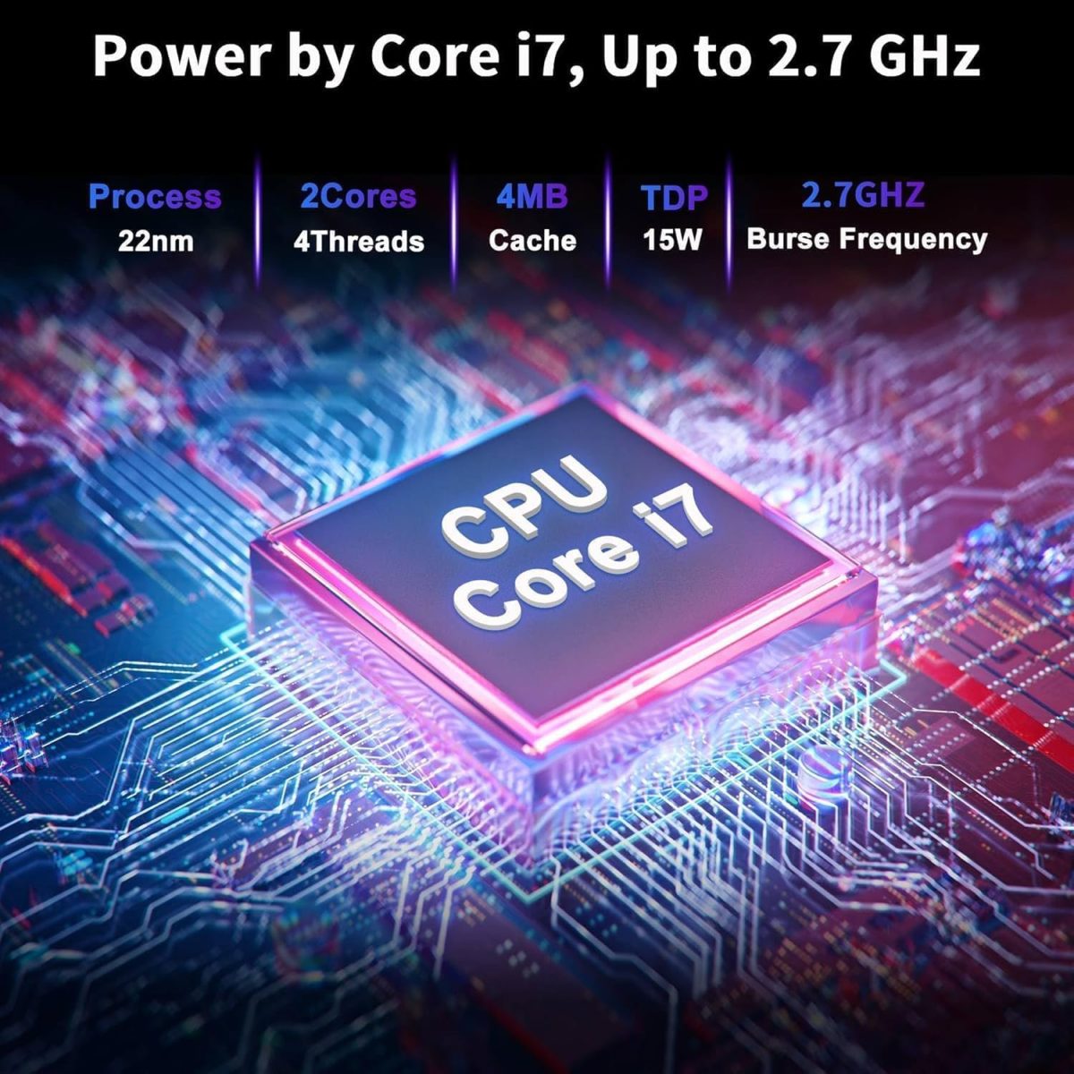 ⁦لابتوب 14.1 انش، معالج كور i7 (حتى 2.7GHz)، لاب توب للطلاب 8GB DDR3 256GB SSD، لابتوب FHD IPS واي فاي 5 بلوتوث 4.2 USB 3.0 × 3 منافذ ايثرنت ×1 منفذ HDMI ×1 فتحة SD ×1 مقبس صوت⁩ - الصورة ⁦2⁩