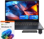 Lenovo IdeaPad 1 15.6" HD Laptop, Intel Celeron N4500, 20GB RAM, 1TB SSD+128GB eMMC, Intel UHD Graphics, WiFi 6, Num Pad, 1 Year Office 365, Windows 11, Abyss Blue, 160GB Docking Station Set