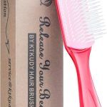 كيه تي كيه اودي فرشاة تحديد وتشكيل التجعيدات - 9 صفوف لفصل وتشطيب الشعر الكثيف أو المموج أو المجعد أو الملفوف (بينك)