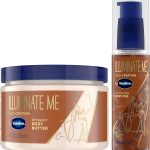 فازلين زبدة الجسم وزيت الجسم من لومينيت مي - برونزر الجسم المتلألئ، زبدة الشيا العضوية المرطبة مع ترطيب لمدة 24 ساعة للبشرة الغنية بالميلانين، زيت لامع للجسم (مجموعة من قطعتين)