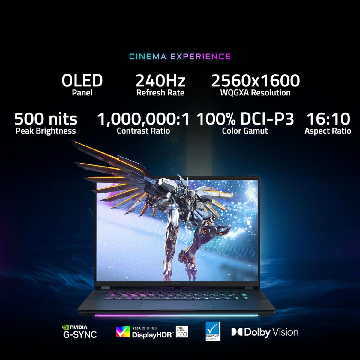 ⁦جيجابايت لابتوب اوروس ماستر 16 للالعاب - 240Hz 2560x1600 OLED - انفيديا جيفورس RTX 5070 Ti - انتل كور الترا 9 275HX - 1TB SSD مع 32GB DDR5 RAM - ويندوز 11 هوم AD (اوروس ماستر 16 BXH-C4USE64SH)⁩ - الصورة ⁦6⁩