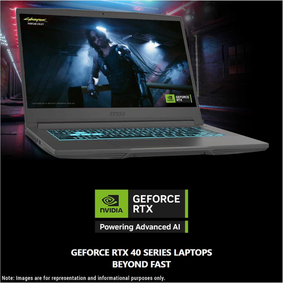 ⁦MSI لابتوب العاب رفيع A15 بالذكاء الاصطناعي، AMD رايزن 9 8945HS، 64GB DDR5 RAM، 4TB PCIe SSD، شاشة 15.6 انش FHD (1920x1080) 144Hz IPS، انفيديا جي فورس RTX 4060، كيبورد باضاءة خلفية، W11 برو، اسود⁩ - الصورة ⁦4⁩