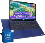 لابتوب 15.6-FHD للطلاب، 16GB RAM 1TB SSD، معالج انتل بنتيوم رباعي النواة N100 (حتى 3.4GHz) كيبورد باضاءة خلفية بصمة الاصبع واي فاي 6 بلوتوث 5.2، كفالة لمدة عامين ويندوز 11