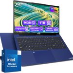 لابتوب 15.6-FHD للطلاب، 16GB RAM 1TB SSD، معالج انتل بنتيوم رباعي النواة N100 (حتى 3.4GHz) كيبورد باضاءة خلفية بصمة الاصبع واي فاي 6 بلوتوث 5.2، كفالة لمدة عامين ويندوز 11