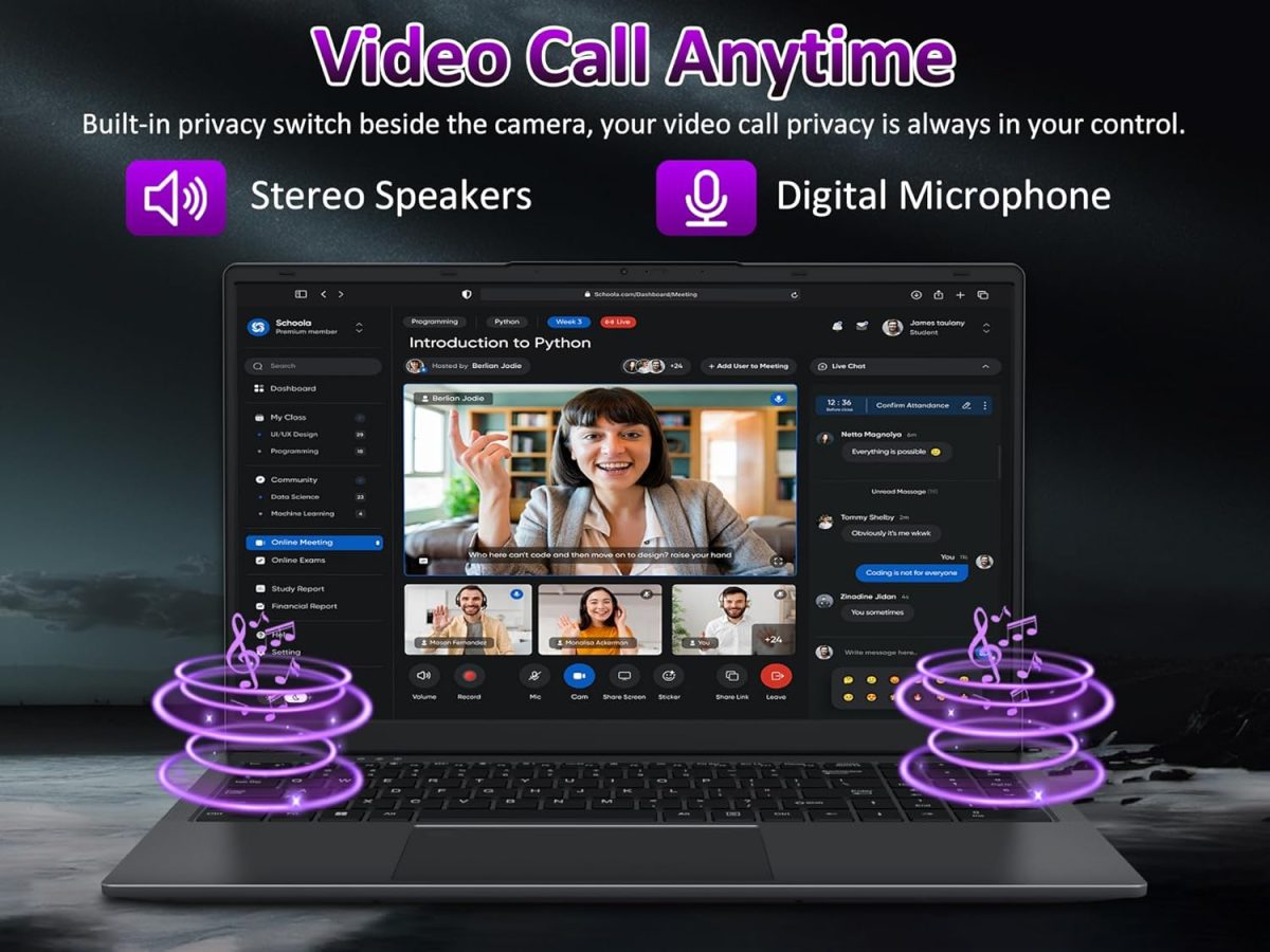 ⁦لابتوب 32GB RAM مع 1TB NVMe SSD، معالج انتل N150 رباعي النواة (حتى 3.6GHz)، شاشة 15.6 انش FHD IPS، بطارية 8000mAh، كيبورد باضاءة خلفية، كاميرا ويب للخصوصية، فتح بصمة الاصبع، ويندوز 11 برو⁩ - الصورة ⁦4⁩