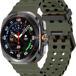 سوار بديل ناعم من السيليكون متوافق مع ساعة سامسونج جالكسي الترا مقاس 47 ملم للنساء والرجال من اكس ام يو اكس اي (ارمي جرين)