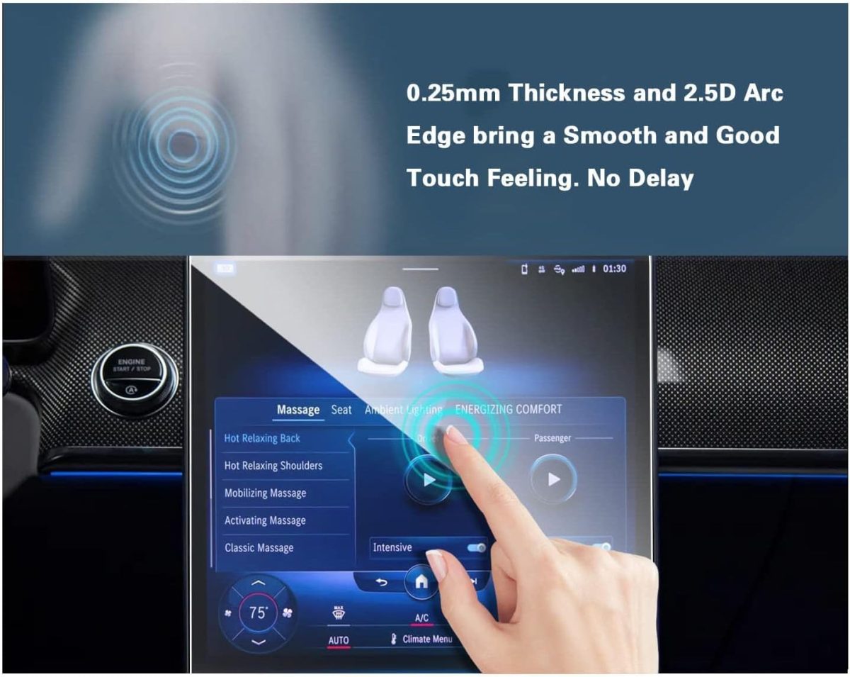⁦Screen Protector Foils Compatible With Mercedes For Benz S-Class W222 W223 2021-2025 Car GPS Navigation Screen Film Glass Protector Dashboard Display Film (21-25 S-class GPS film 12.8 inches)⁩ - الصورة ⁦2⁩