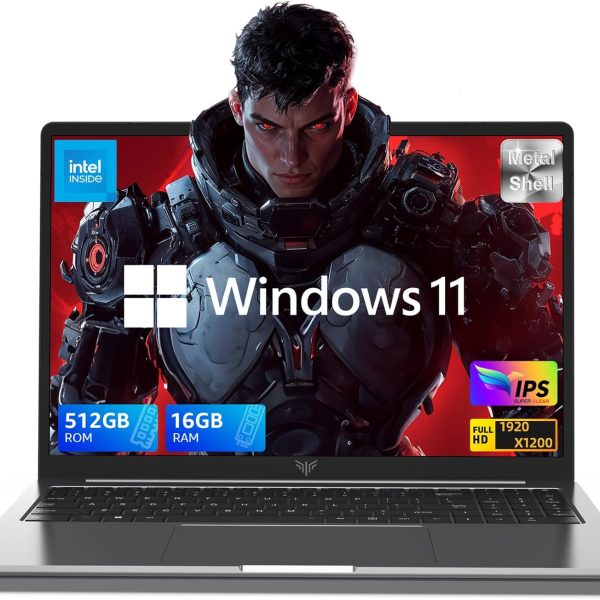 لابتوب من اسيماجيك، 16GB DDR4 512GB SSD 16 انش، ويندوز 11 مع معالج انتل 12 N97 (حتى 3.6GHz)، شاشة FHD 1920P، هيكل معدني، واي فاي 6، USB3.2