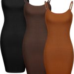 فستان بيسيك طويل بدون أكمام بتصميم كامي بحمالات للنساء من ويلبوند، 3 قطع، لون سادة