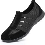 حذاء باليه مسطح كاجوال سهل الارتداء للنساء، قابل للتمدد، جيد التهوية، مع سحاب