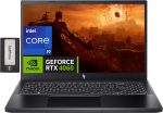 ايسر لابتوب العاب نيترو في 15 15.6 انش FHD IPS 144Hz انتل i9-13900H 32GB DDR5 1TB SSD جيفورس RTX 4060 8GB GDDR6 كيبورد باضاءة خلفية واي فاي 6 ويندوز 11 برو، اسود، مجموعة قاعدة شحن 256GB