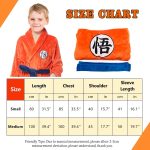 ⁦Fehodun Son Goku Costume Anime Cosplay Pyjamas Robes Soft Plush Long Bathrobes Orange Pyjamas Bathrobe for Children⁩ - الصورة ⁦2⁩