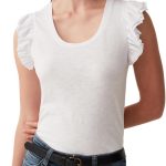 OVS توب كات للنساء من قطن سلوب مع مكشكش