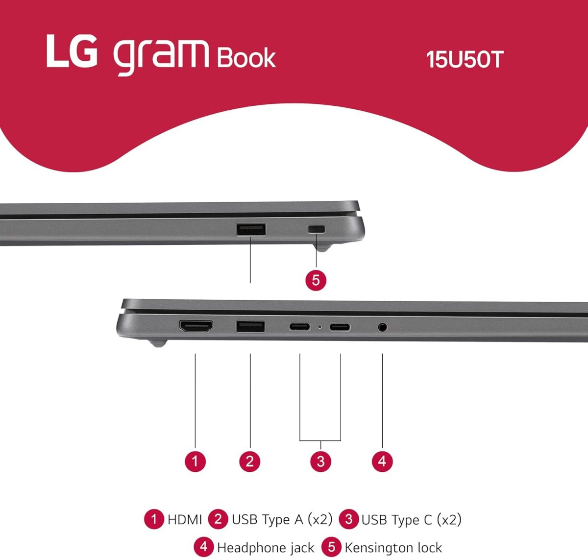 ⁦LG لابتوب جرام بوك خفيف الوزن 15 انش، معالج انتل كور i5-1334U، ويندوز 11 هوم، ذاكرة رام 8 جيجا، 256 جيجا اس اس دي - فضي تيتان⁩ - الصورة ⁦17⁩