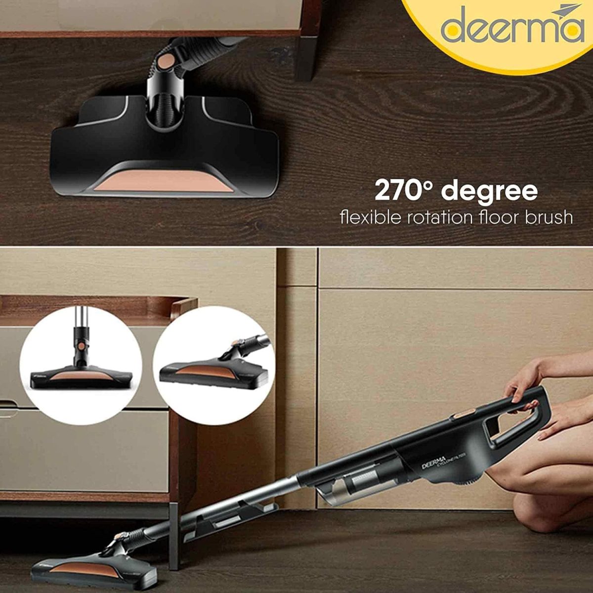 ⁦ديرما مكنسة كهربائية محمولة باليد DX600 2 في 1 بسعة كبيرة 800 مل وسلة غبار 15 كيلو باسكال وقوة شفط 15 كيلو باسكال وفلتر من الستانلس ستيل و4 طبقات فلتر هيبا متعددة الوظائف 600 واط - اسود⁩ - الصورة ⁦6⁩