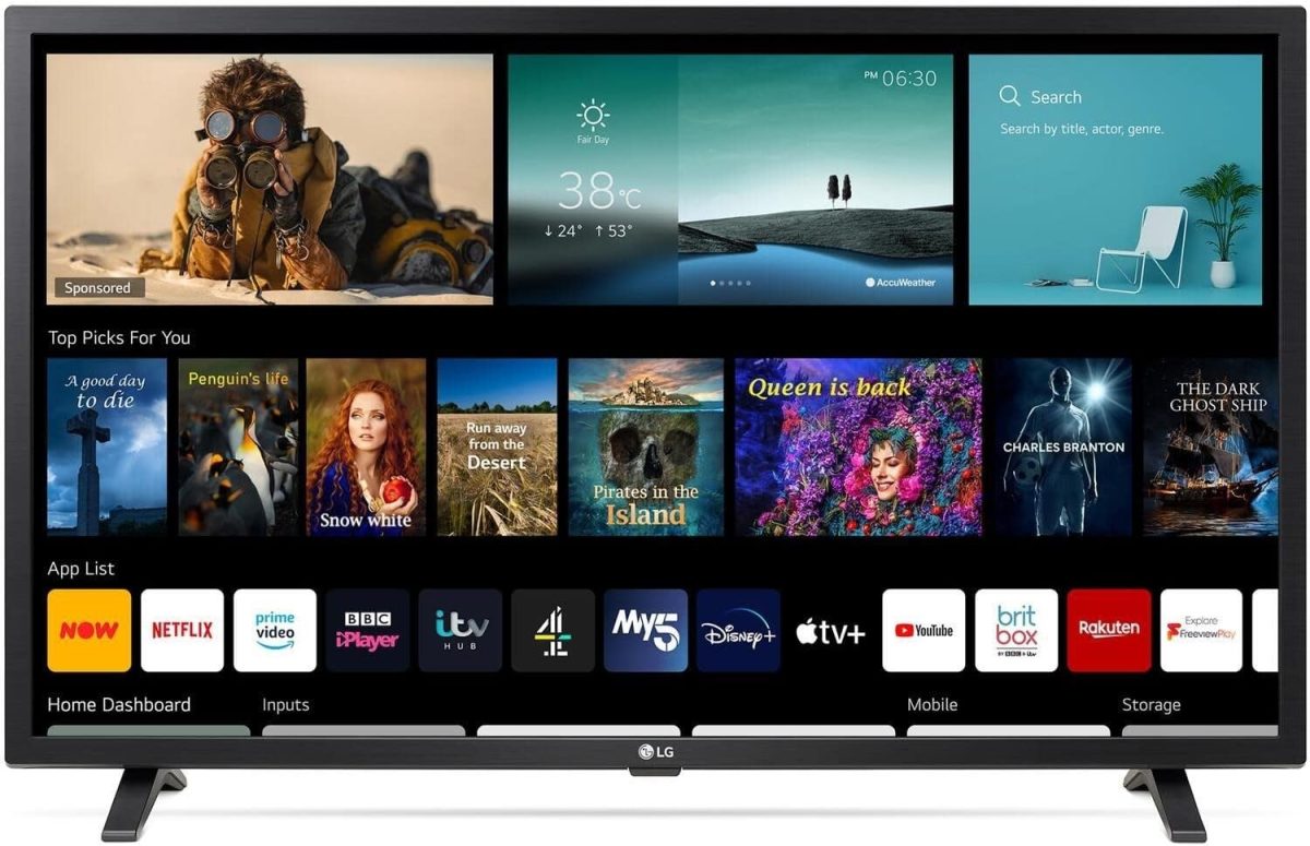 LG تلفزيون LED ذكي 32LM637BPLA 32 بوصة 720p HD HDR مع معالج رباعي النواة، خاصية HDR نشطة، متوافق مع اليكسا