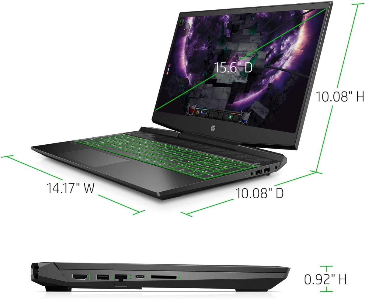 ⁦HP لابتوب العاب بافليون 15-DK0056WM / 15-DK0096WM - شاشة 15.6 انش FHD IPS، انتل كور i5-9300H، 8 جيجا، 256 جيجا اس اس دي، انفيديا جي تي اكس 1650 4 جيجا، ويندوز 10، كيبورد انجليزي، اسود (ضمان لمدة عام)⁩ - الصورة ⁦6⁩