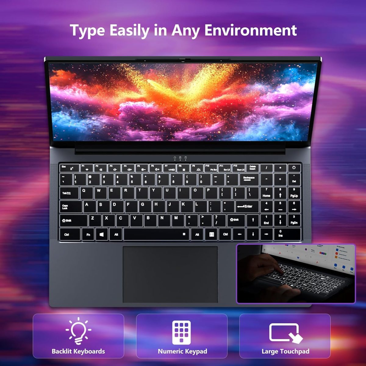 ⁦لابتوب اومنيكا i5 2025 بشاشة 16 انش بتردد 3.60GHz وذاكرة RAM 16GB وSSD 512GB FHD 1920×1200 وزاوية مفتوحة 180 درجة وكيبورد باضاءة خلفية للعمل والطلاب⁩ - الصورة ⁦5⁩