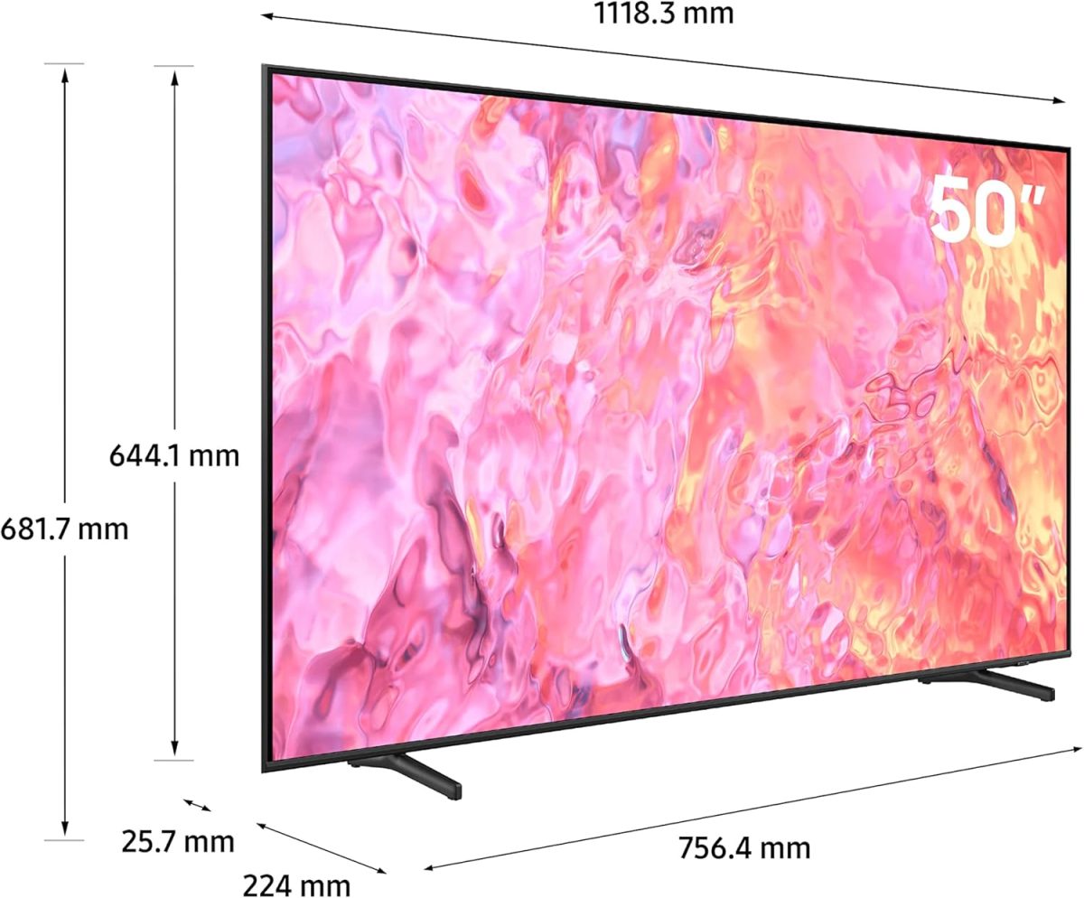 ⁦سامسونج تلفزيون 50 بوصة QLED كوانتوم دوت HDR10+ اير سليم هاب - QA50Q60CAUXZN - موديل 2023 - ضمان لمدة عام (اصدار الامارات العربية المتحدة) (مجدد)⁩ - الصورة ⁦2⁩