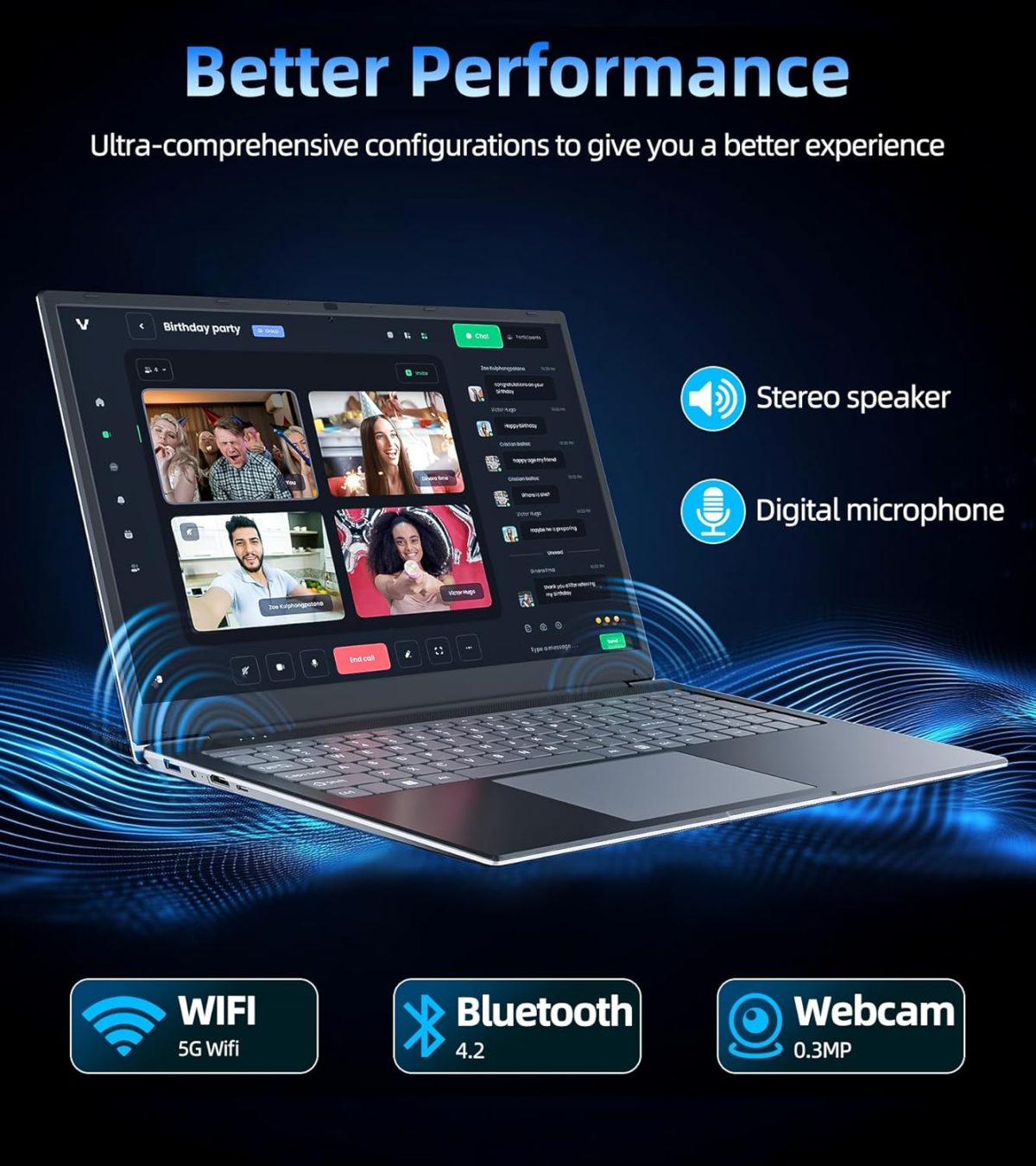 ⁦لابتوب ناكلود ويندوز 11، لابتوب 17.3 انش مع معالج كور i3، 4GB DDR3 128GB SSD، بطارية 60800mWh FHD، شاشة IPS نوع C، HDMI، واي فاي 5G، بلوتوث 4.2، كاميرا ويب، USB3.2⁩ - الصورة ⁦5⁩