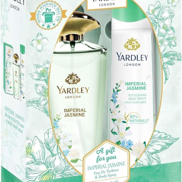 مجموعة هدايا عطر امبريال جاسمين من ياردلي، رائحة وورد وياسمين وزهر البرتقال، عطر او دي تواليت 125 مل + بخاخ معطر للجسم 150 مل