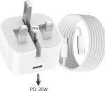 ⁦شاحن سريع من النوع C وUSB-C بقدرة 35 واط مع كيبل USB-C مضفر بطول 1 متر، محول طاقة PD 3.0، شحن عالمي لايفون 15/16 برو ماكس وبلس، ايباد، سامسونج S25/S24 الترا - شحن عالي السرعة وآمن⁩ - الصورة ⁦2⁩