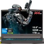 MSI لابتوب العاب رفيع 15 15.6 انش FHD IPS 144Hz انتل ثماني النواة i5-13420H (بيتس i7-12650H) 32GB RAM 1TB SSD جيفورس RTX 4060 باضاءة خلفية USB-C ويندوز 11 مع موزع اي سي بي