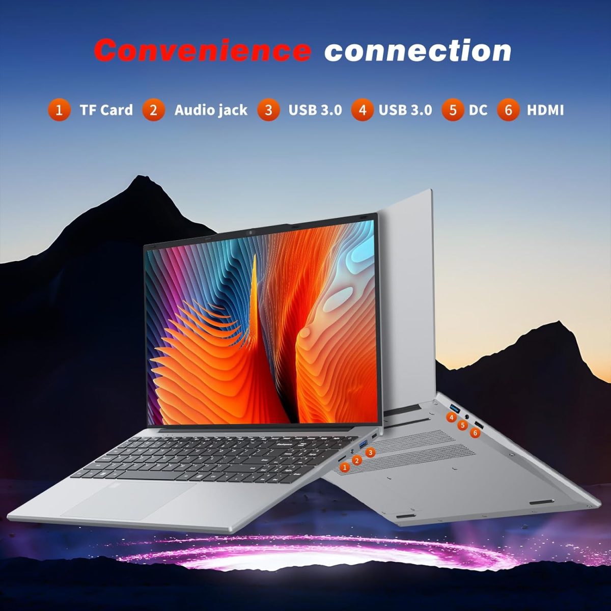 ⁦2025 Gaming Laptop,15.6 Inch Laptop,Laptops 16GB 512GB SSD,Laptop Computer N5095,Traditional Laptop Computers 180 Angle Opening,Lap top Fingerprint Unlock Backlit Keyboard,1920X1080 FHD IPS MINI-HDMI⁩ - الصورة ⁦5⁩