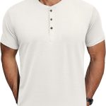 كوفاندي قمصان هينلي للرجال باكمام قصيرة كاجوال اساسية صيفية سادة بازرار