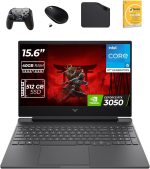 HP لابتوب العاب فيكتوس 15.6 انش بمعالج انتل i5-12450H الجيل 12 وبطاقة رسومات RTX3050 4GB وذاكرة RAM DDR4 40GB وSSD 512GB وويندوز 11 برو (يتضمن وحدة تحكم العاب الموجة الاولى + ماوس + مضاد للفيروسات +