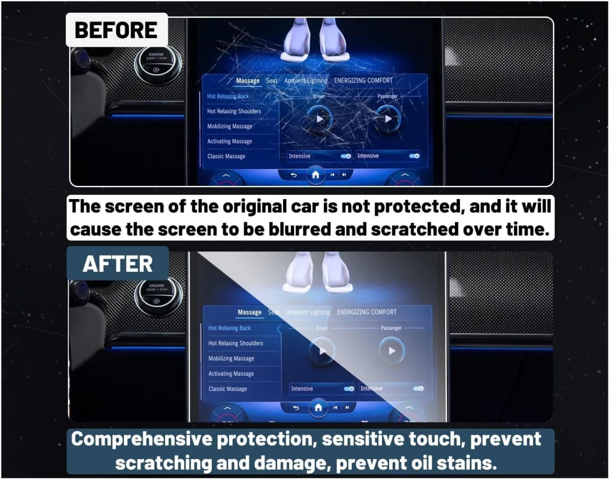 ⁦Screen Protector Foils Compatible With Mercedes For Benz S-Class W222 W223 2021-2025 Car GPS Navigation Screen Film Glass Protector Dashboard Display Film (21-25 S-class GPS film 12.8 inches)⁩ - الصورة ⁦5⁩