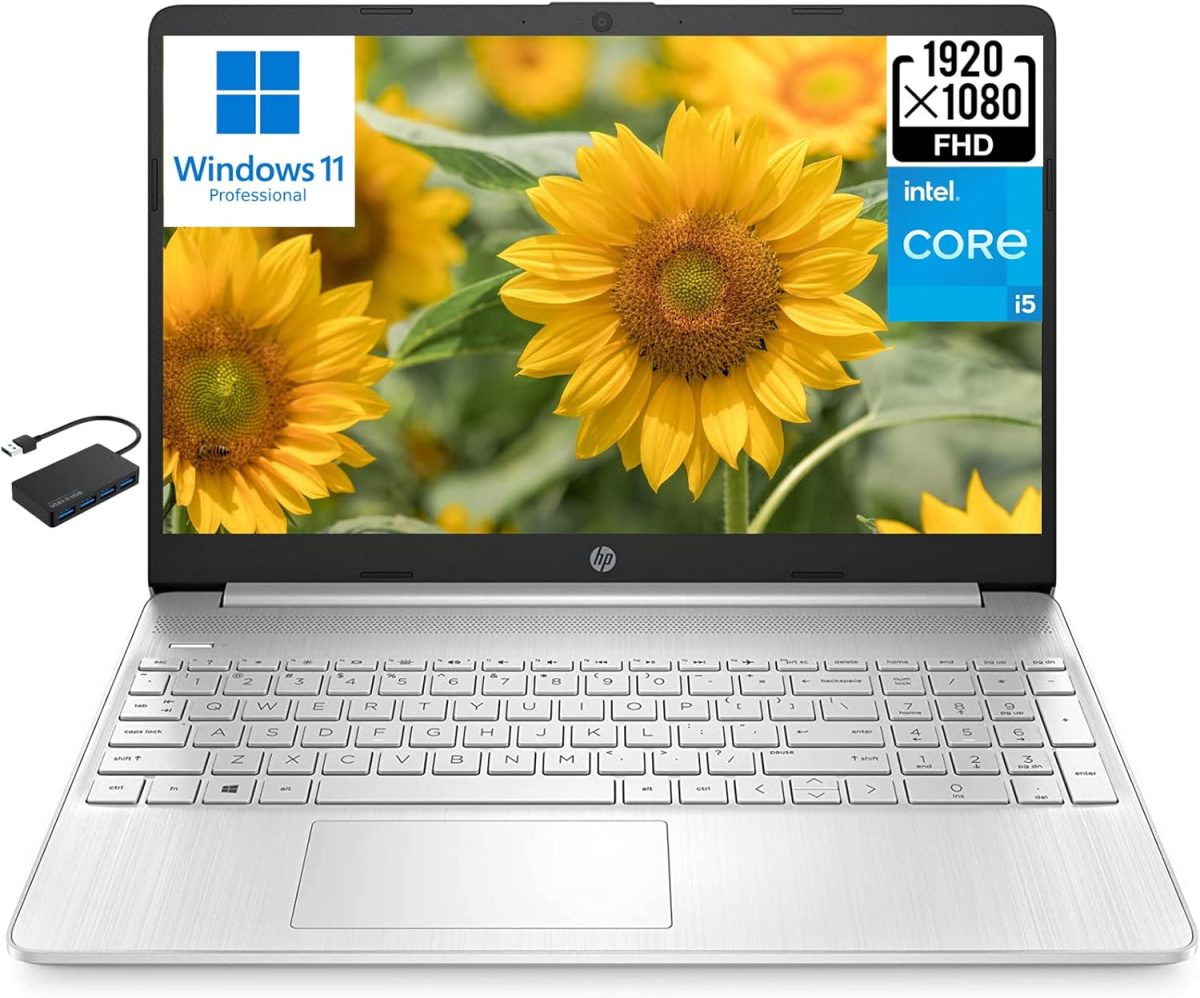 HP لابتوب 15 بشاشة FHD 15.6 انش ومعالج انتل رباعي النواة i5-1135G7 الجيل 11 (افضل من i7-1160G7) وRAM 16GB وSSD PCIe 512GB وبطاقة رسومات انتل ايرس Xe وكيبورد رقمية وبلوتوث 5.2 وHDMI وويندوز 11 (مطور)