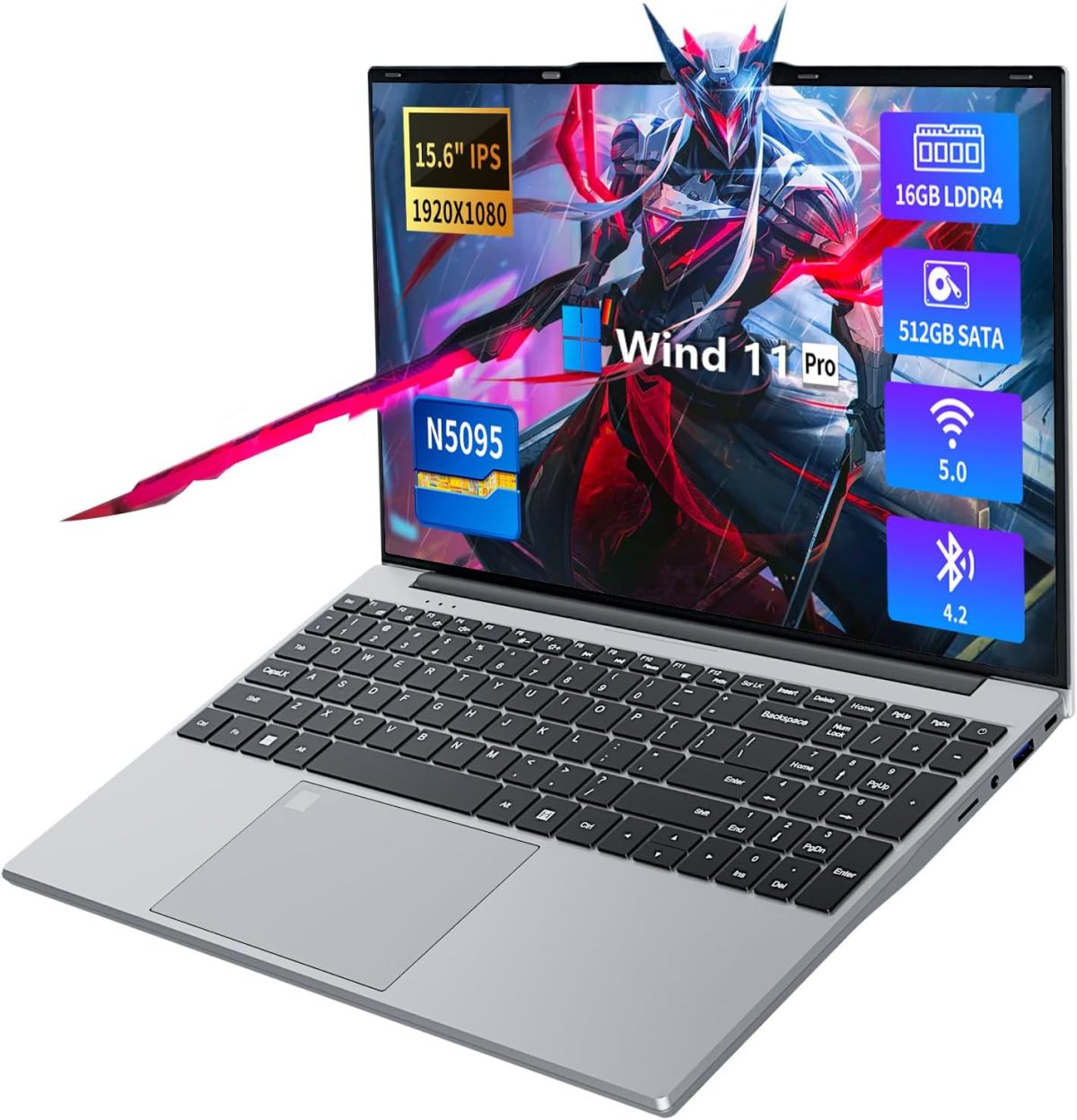 2025 Gaming Laptop,15.6 Inch Laptop,Laptops 16GB 512GB SSD,Laptop Computer N5095,Traditional Laptop Computers 180 Angle Opening,Lap top Fingerprint Unlock Backlit Keyboard,1920X1080 FHD IPS MINI-HDMI