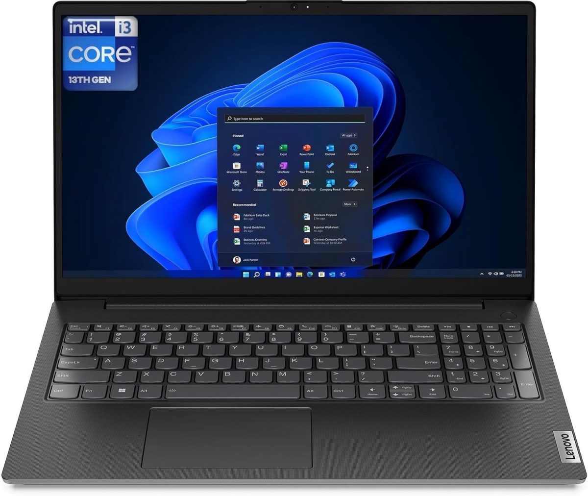 لينوفو لابتوب V15 G4 IRU 83A100KEIX بشاشة FHD مقاس 15.6 انش ومعالج انتل i3-1315U وذاكرة RAM DDR4 سعة 8GB وSSD NVMe 512GB وويندوز 11 برو