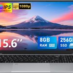 FUNYET Laptop 15.6 Inch 8GB RAM 256GB SSD N4000 Portable Processor IPS FHD 1920x1080 Notebook, 180° Opening Computer Shutdown, 5000mAh, WIFI, TF Card Slot, Win11pro